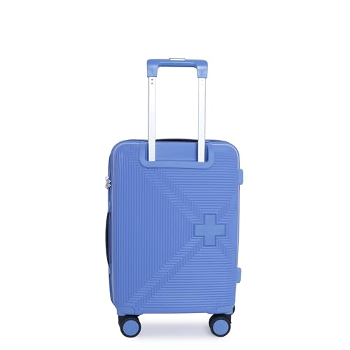 Image of SWISS MILITARY Maze Hard Top Black Polypropylene (PP) Luggage Trolley Bag with TSA-Lock & Body Coloured 360 Degree Rotatable 8-Wheels,Color -Sky Blue,20 Inch