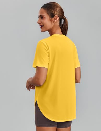 Image of PINSPARK Workout Tops for Women Short Sleeve Athletic Shirts UPF 50+ Quick Dry Running Outfits for Exercise Gym Hiking S-3XL