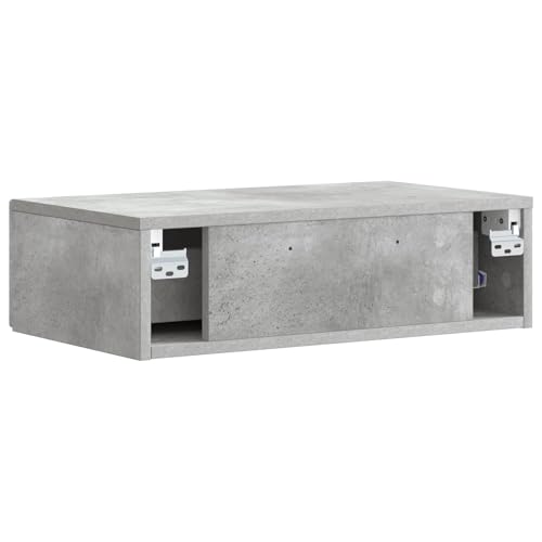 Table murale flottante gris béton avec tiroir 87,5x34,5cm - 7