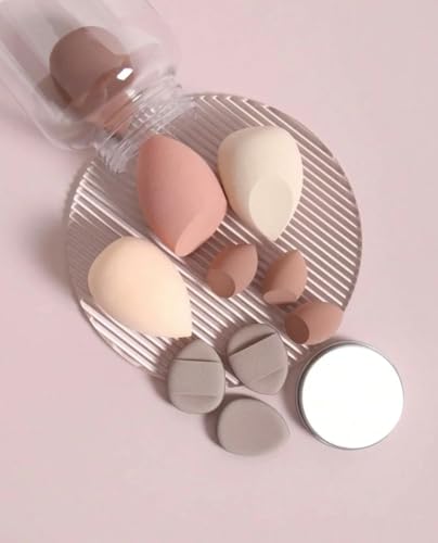 Image of 10Pcs Makeup Sponges Set With Storage Case, Including 4 Blenders, 3 Mini Beauty Blenders, 3 Mini Finger Cushions For Liquid, Cream & Powder, Multicolor Makeup Sponge Set for All types Of Skin