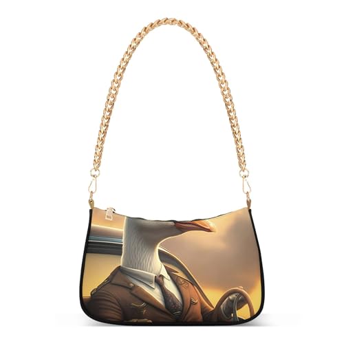 Funny Geese Aesthetic Shoulder Bag for Women Hobo Party Purse Cartoon Handbag Medium Zipper Closure