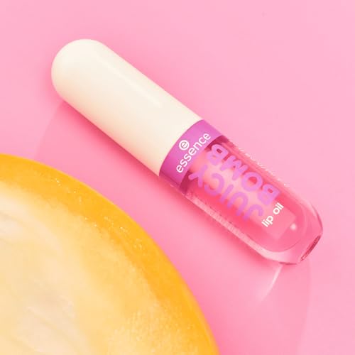 essence JUICY BOMB lip oil set 02 POUT OF PARADISE, Lippenöl-Set aus 5 Shades, tropischer Duft, glänzendes Finish, für gepflegte Lippen, 5×2,4ml