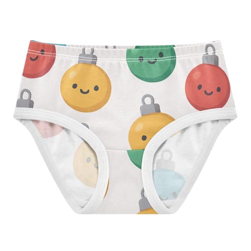 Girls' Triangle Panties Breathable Underwear for Girls Christmas Baubles Pattern