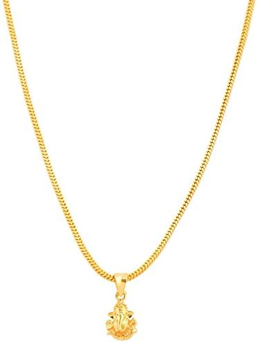 Handikraft Kottage Ganesh ji Pendant With One Gram Micro Gold Plated Brass Pendant Chain for Men, Women & Kids Traditional Jewellery Ganpati Necklace for Daily Wear, Festival & Gifting