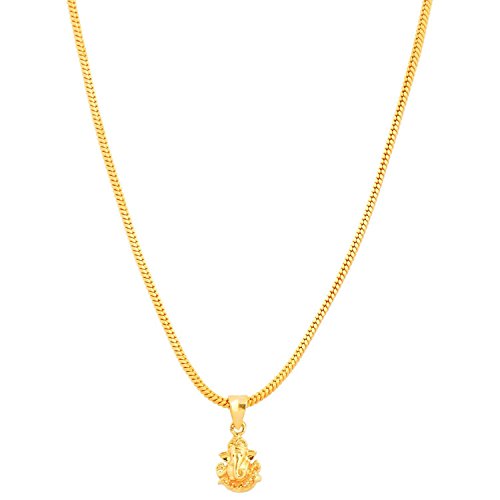 Image of Handicraft Kottage 1 gm Micro Gold plated Stylesh Modern Brass Chain Pendant locket Necklace for Men,women and kids Ganesh ganapti ganpati bappa (Style1)