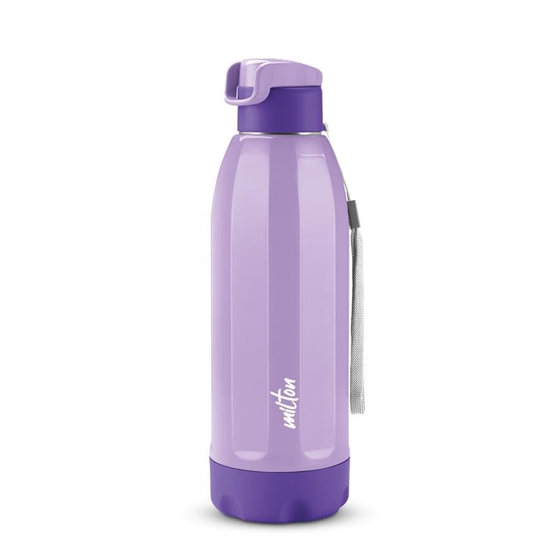 Milton Steel Meridian Thermoware Bottle with Spout Mouth Flip Top Lid, 520 ml Water Bottle, PU Insulated, Purple