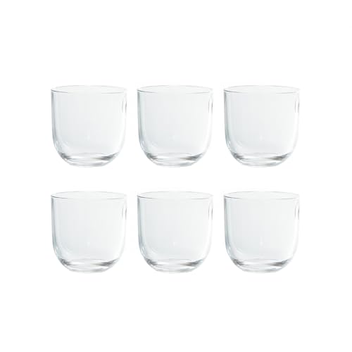 Juego de 6 vasos de whisky – Juego de vasos transparentes para agua, vino y cócteles, resistentes y lavables en lavavajillas, 350 cc de cristal ecológico