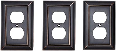 Amazon Basics Decorative 1-Gang Duplex Wall Plate, 3-Pack - Oil Rubbed Bronze