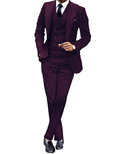 Costume 3 pièces slim fit pour hommes avec col à pointe chic