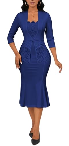 Image of Elegant Church Dress for Women Midi Dresses Work Wear Vintage Pencil Dress for Business Casual Outfits