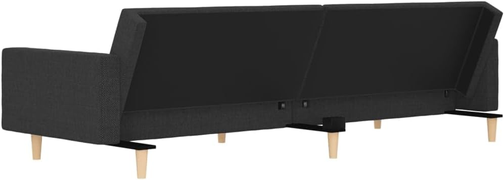 Sofa Bed Dark Grey 100% Polyester Fabric Living Room Furniture