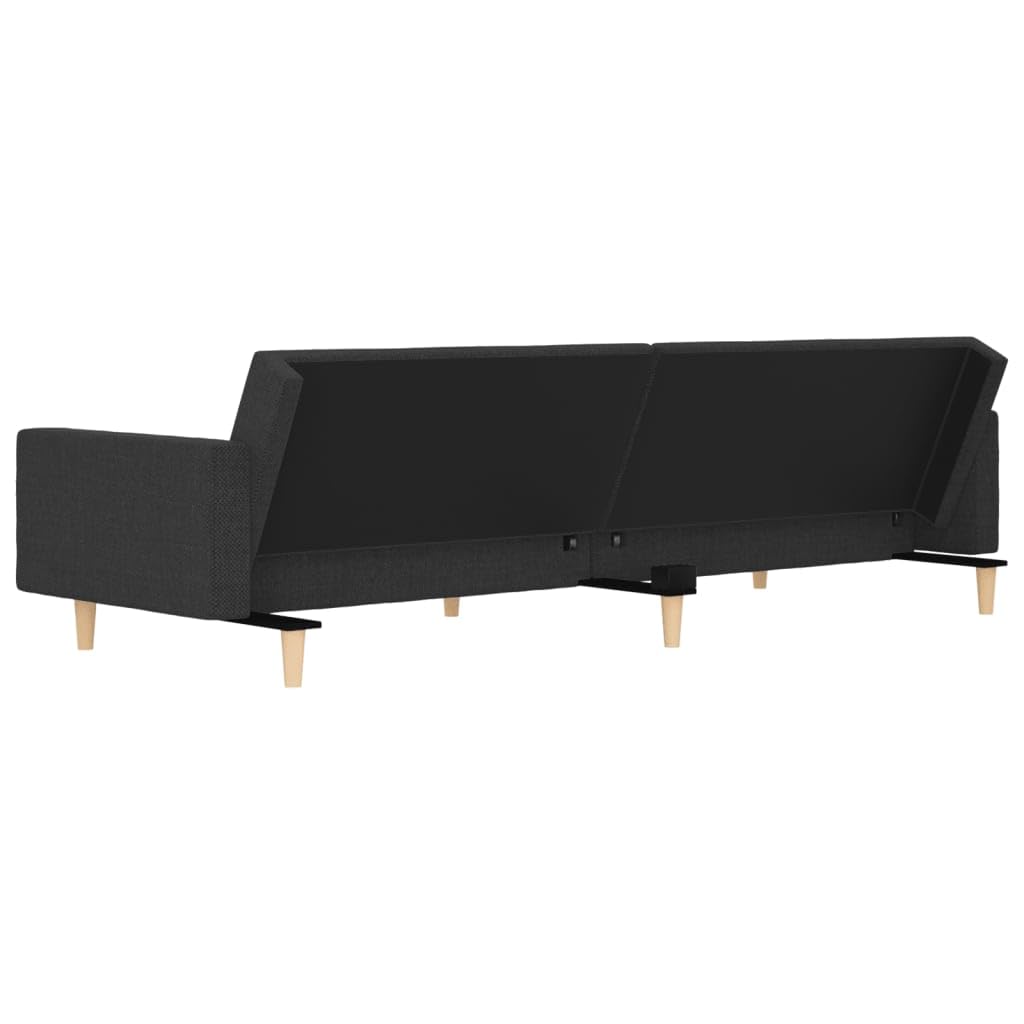 Sofá cama de 2 plazas, color gris oscuro, 220 x 84,5 x 69 cm, marco de madera, moderno con 2 cojines, función plegable, poco espacio, para sala de estar, dormitorio de invitados, oficina