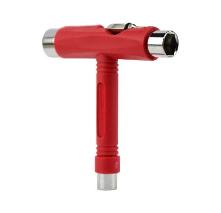 Birsppy Samuauto Skateboard T-Tool All in One Screwdriver Socket Multi Function Skate Tool (Red)