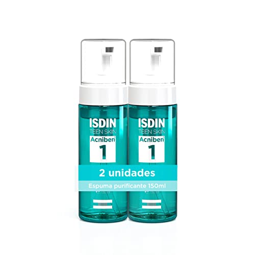 ISDIN ACNIBEN Limpiador Purificante Espuma, Pack de 2 Unidades, Limpia los Poros en Profundidad, Regula el Exceso de Sebo, 2 x 150 ml