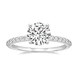 BCughia Anillo de compromiso para mujer de oro blanco 375 585, anillo de compromiso de oro auténtico para mujer con forma redonda, moissanita, anillo de compromiso, talla 47-62, Oro blanco 375 de 9
