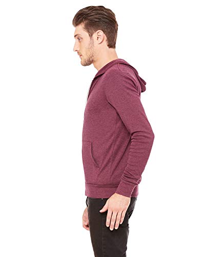 Canvas Bella Unisex Triblend Full-Zip Hoodie, Maroon Triblend, Medium4