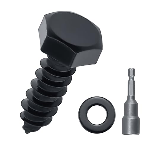 フラットワッシャー付き5/16 x 1六角ヘッドラグスクリューボルト20個パック、高耐久304ステンレススチール(18/8)、耐腐食性屋外木ネジ - 取り付け用の六角ビット付き