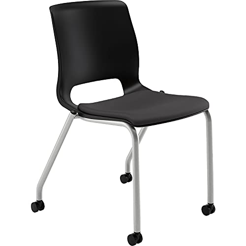 Hon Mg201Cu10 Motivate Seating Upholstered 4-Leg Stacking Chair, Black/Onyx/Platinum, 2/Carton #TOP2