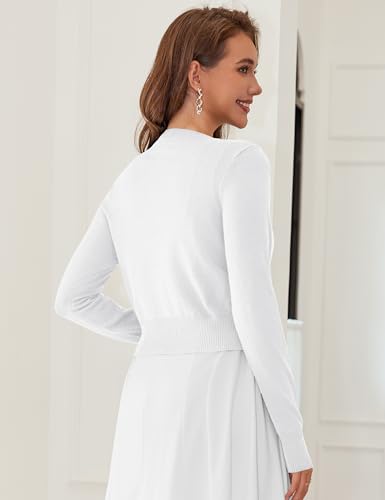 Image of LETDIOSTO Cropped Cardigan Bolero Shrug for Women, Button Down Long Sleeve Knit Sweater for Dresses,for Jeans, XS to XL