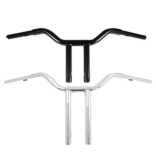 Guidon moto rétro 14 pouces chrome 25mm de type T-Bar pour Touring