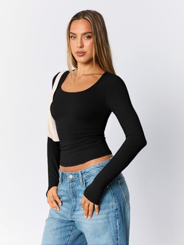 Trendy Queen Womens Scoop Neck Long Sleeve Shirts Skinny Going Out Crop Tops Cute Fall Fashion 2025 Clothes3