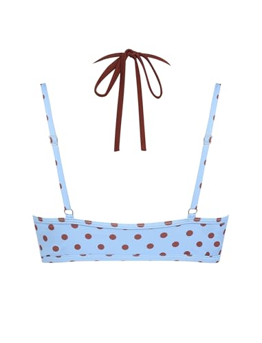 Image of ZAFUL Women's Polka Dot Bikini Tops Double Layer Halter Swimsuit Top Color Block Bathing Suit Top Only