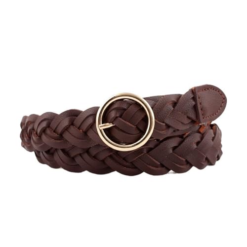 Women's Faux Leather Braided Belt Metal Web Buckle Round Casual Fashion Basic Summer Fabric Belt