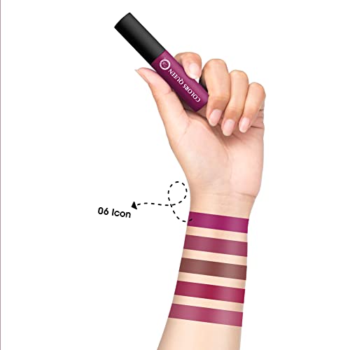 Image of Colors Queen Mellow Matte Lip Cream, Long Wear Liquid Matte Lipstick, Velvety Soft Finish, Weightless Formula, Long Lasting Lipstick for Women (06 - Icon)