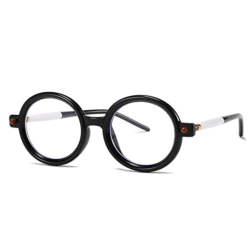 HYLLE Retro Flip-Up Round Goggles Seampunk Sunglasses for Men Women 90s Style (02Black/Transparent)