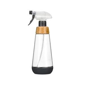 Full Circle Bottle Service-Refillable Glass Spray Bottle for Cleaning -Versatile Stream & Mist Options, Bamboo, Silicone Boot- Ideal for Non-Toxic Solutions & Plant Care, 16oz, Gray