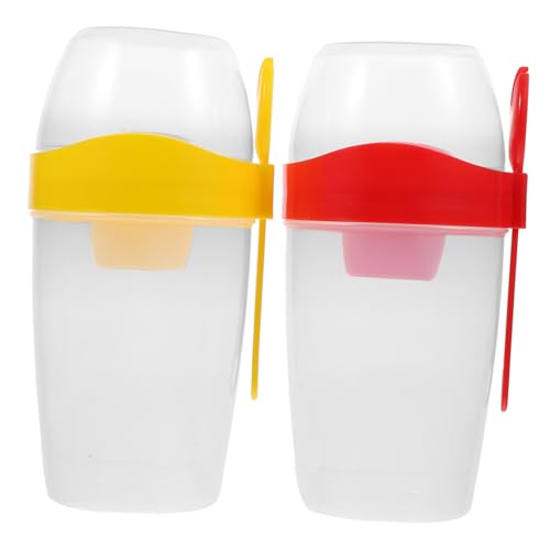 OUNONA 2pcs Portable Salad Shaker Cups with Lid Double Layer Design for Fresh Cereal Fruit Storage for Go Meals Breakfast and Picnics