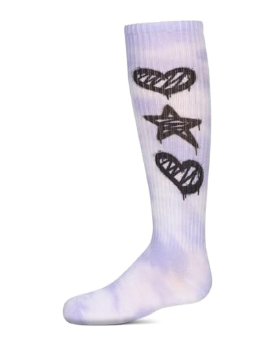 MeMoi Girls' Tie Dye Graffiti Shapes Knee High Socks