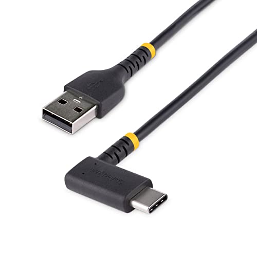 StarTech Câble Coude USB-A vers USB-C 30cm, Charge Rapide, 3A, Noir