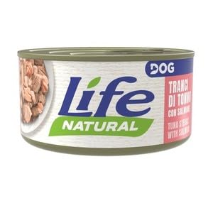 Life Natural Cibo Umido per Cani, Tranci di Tonno con Salmone, 6 Scatolette da 90g