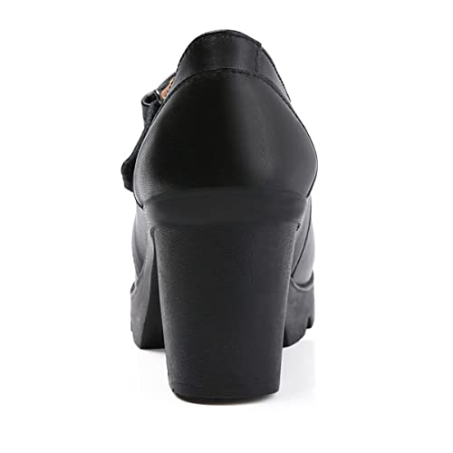 SHEMEE Women's Chunky High Heel Platform Mary Janes Shoes Ankle Strap Buckle Round Toe Block Heel Dress Pumps3