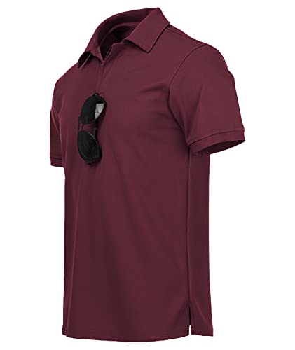 Geek Lighting Mens Polo Shirt Sport Casual Short Sleeve Golf Tennis T-Shirt 012-Wine Red-L #TOP2