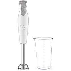 Batidora De Mano Moulinex Prepline 5V 450W Moulinex Dailychef blanco DD5511 - Batidora de mano de 600 W, resultados hasta un 30% más rápidos, 2 velocidades, mango ergonómico, pie acero inoxidable antisalpicaduras, vaso medidor 800 ml, blanco