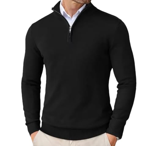 Men’S Quarter Zip Up Sweater Slim Fit Lightweight Mock Neck Pullover Half Turtleneck Knitted Streetwear Outdoor Sweater