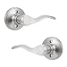 Probrico Pack of Two Dummy Door Lever for Left Hand and Right Hand Brushed Nickel Interior Door Handle Wave Style Non-Turning Door Knob Stainless Steel