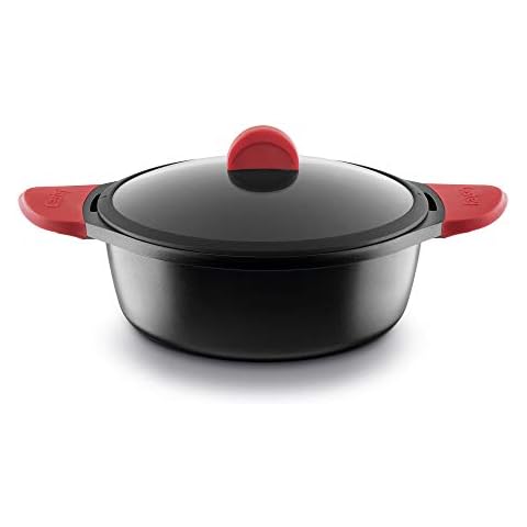 Castey Induction Tall Casserole Pan (Red) 20 cm Cover