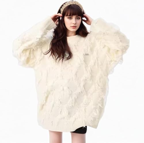 CUTEGAL Y2K Distressed Sweater Cross Oversized Grandpa Sweater Baggy Knit Long Sleeve Pullover Winter Streetwear Unisex2