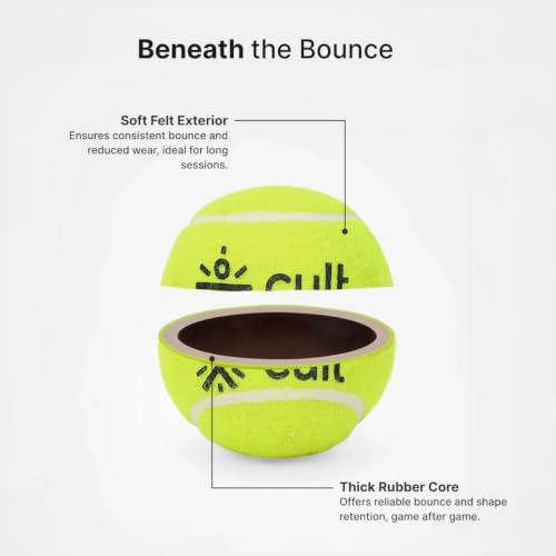 Image of CULT Tennis Cricket Balls Pack of 3 - Green Practice & Training Balls for Men, Women & Kids Durable Rubber Core, Soft Felt Cover, High Bounce, All Court Play Beginners & Intermediate Players
