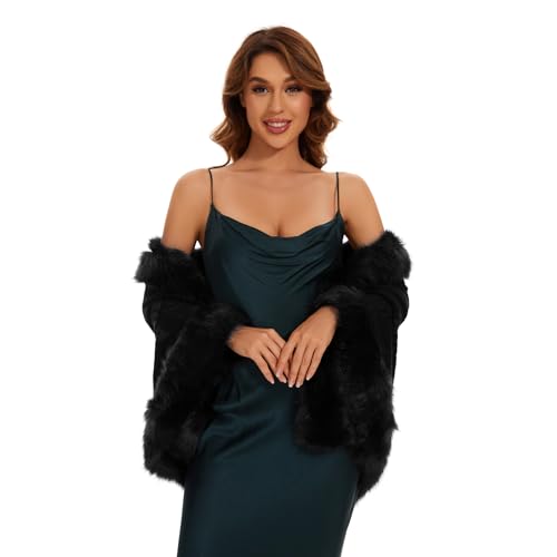 Women Faux Fur Shawl Bridal Faux Fur Wraps for Evening Wedding Dresses Luxury Fur Cape for Wedding Evening Party3