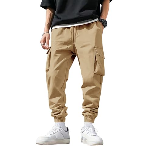 Costaric Cargo Pants for Men Trendy Drawstring Elastic Waist Casual Sweatpants with Multi Pockets 2025 Workout Outdoor Pants