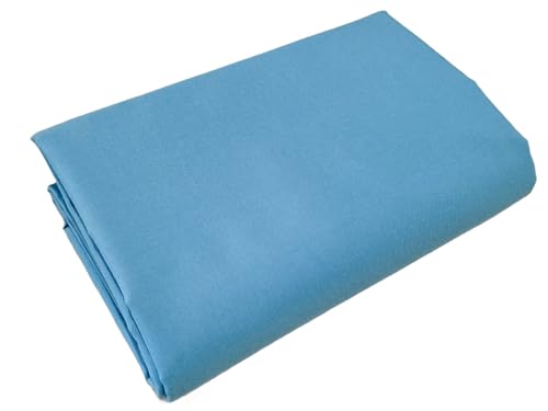 Image of Puff Poly Cotton Plain Fabric (2.5 Mtrs) | Mercerised Dyed Solid Unstitched Dress Material | Cloth for Kurti, Palazzo, Tops & Shirts | Garment Stitching Fabric | Width 89 cm | Sky Blue