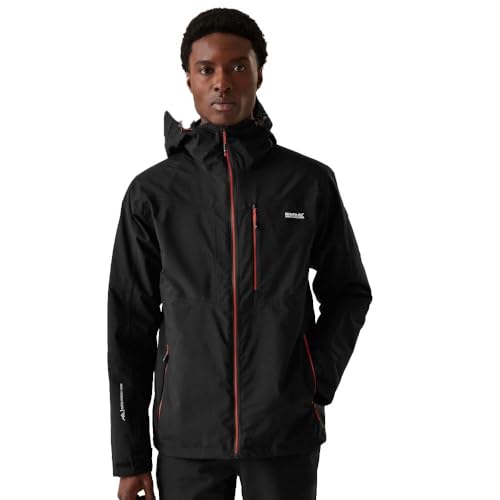 Regatta Men's Parka Coat, Black Red Ochre, L