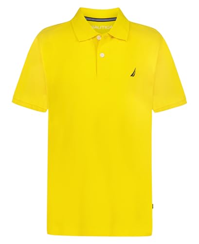 Listado de Ropa de Náutica para Niño Top 10. 37 Nautica - Polo de Anclaje de Manga Corta para niño, Cierre de botón, Suave y cómodo, Tela piqué, Limón, 14-16