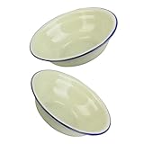 ARTSEWPLY 2 piezas Cuencos Esmaltados Vintage Boles Redondos Gruesos para Sopa y Cocina Cuencos Decorativos Multiusos Seguros para Hogar y Servir Alimentos