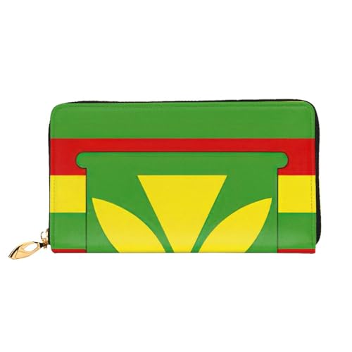 Portefeuille homme femme cuir long zippé classique drapeau hawaïen