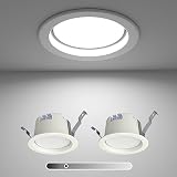 POOPEE 屋内用LEDダウンライト 天井埋込型 埋込穴100φ led 昼白色 5000K 壁スイッチで3段階調光 明るさメモリー機能 高気密SB形 浅型6H 5W 500LM 白熱球40形相当 照明器具 リビング 寝室 キッチン 廊下 天井照明 小型 常夜灯 トイレ 2個セット